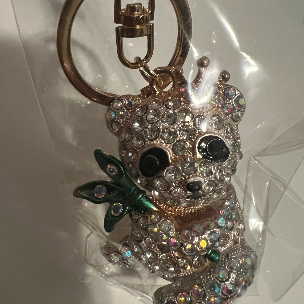 Crystal Bear Keychain with Gold Accents